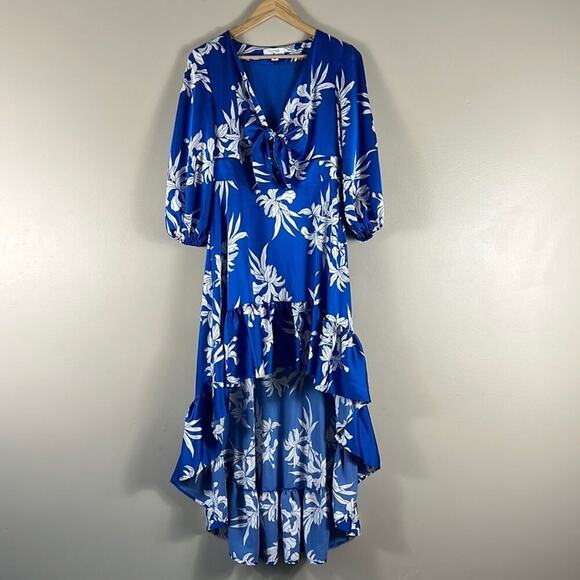 Alexis for Target Blue Satin Floral High Low Dress - Picture 3 of 8